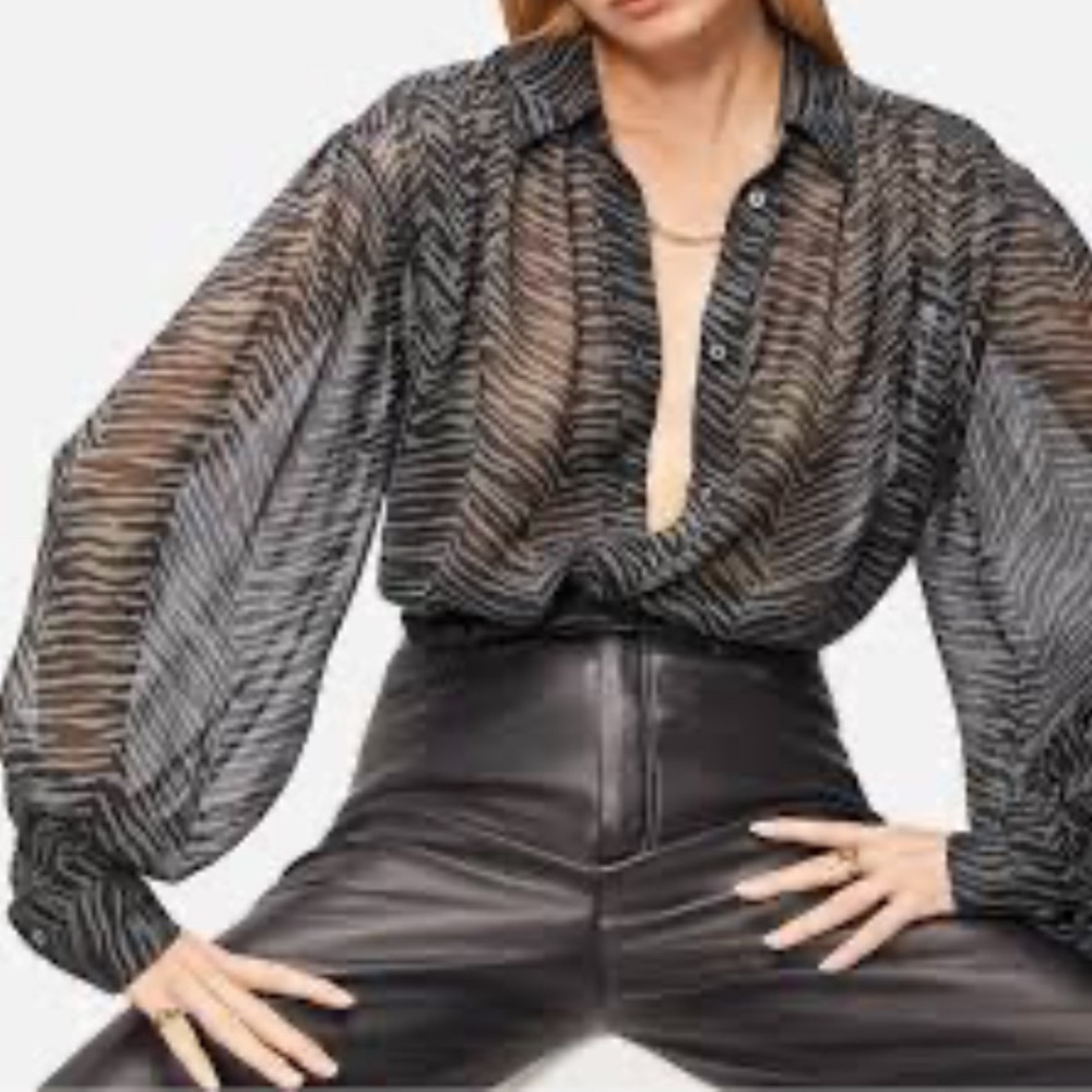 Anine Bing Black and White Striped Button Down Shirt